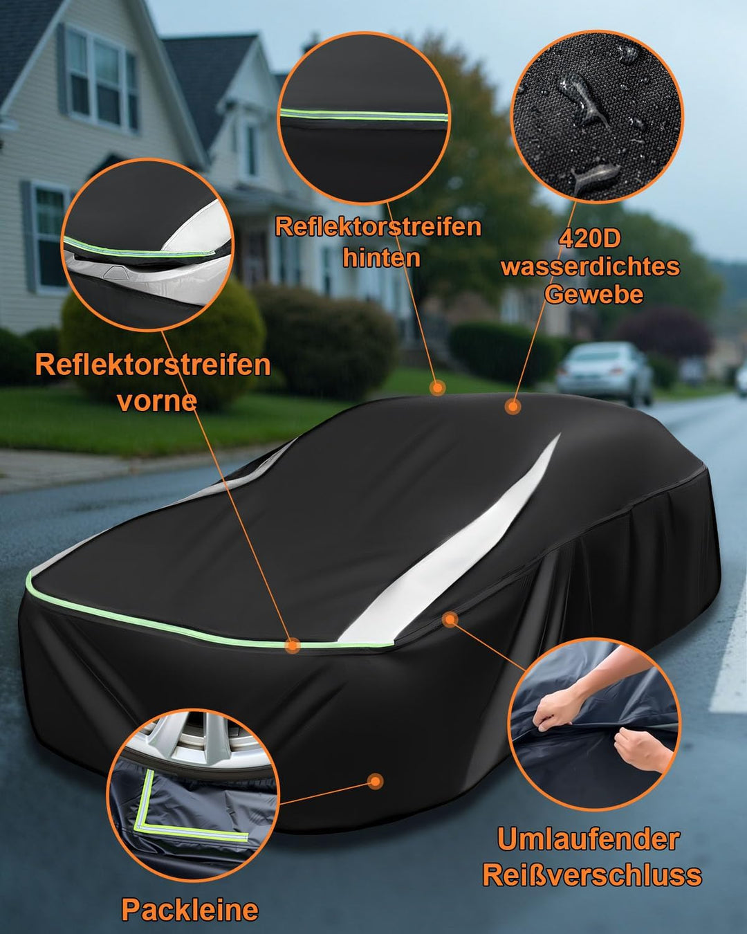 Full Vollständig Geschlossene Autoabdeckung wasserdichte für SUV 435-465cm, Alle Jahreszeiten Abdeck