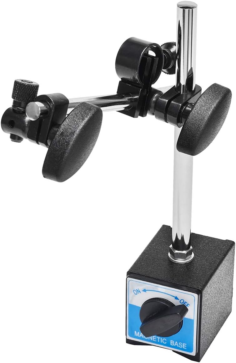 WABECO Magnet-Messstativ mit Einzelklemmung und Messuhr, Präzisions-Messstativ mit Magnetfuss, Feinm