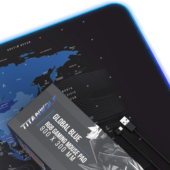 Titanwolf - RGB Gaming Mauspad - 800x300 mm - XXL Mousepad - LED Multi Color - 7 LED Farben Plus 4 E