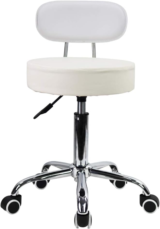 KKTONER Rollhocker mit Rückenlehne 360° drehbar Arbeitshocker höhenverstellbar 48-64cm für Büro Salo