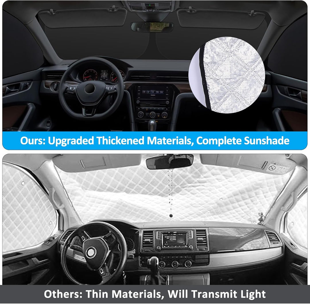 ZATOOTO Sonnenschutz Auto Frontscheibe passend für VW T5 T6, 3PCS Thermomatte Fahrerhaus, Auto Sonne