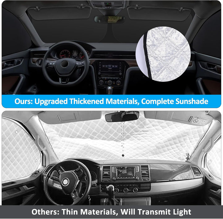 ZATOOTO Sonnenschutz Auto Frontscheibe passend für VW T5 T6, 3PCS Thermomatte Fahrerhaus, Auto Sonne