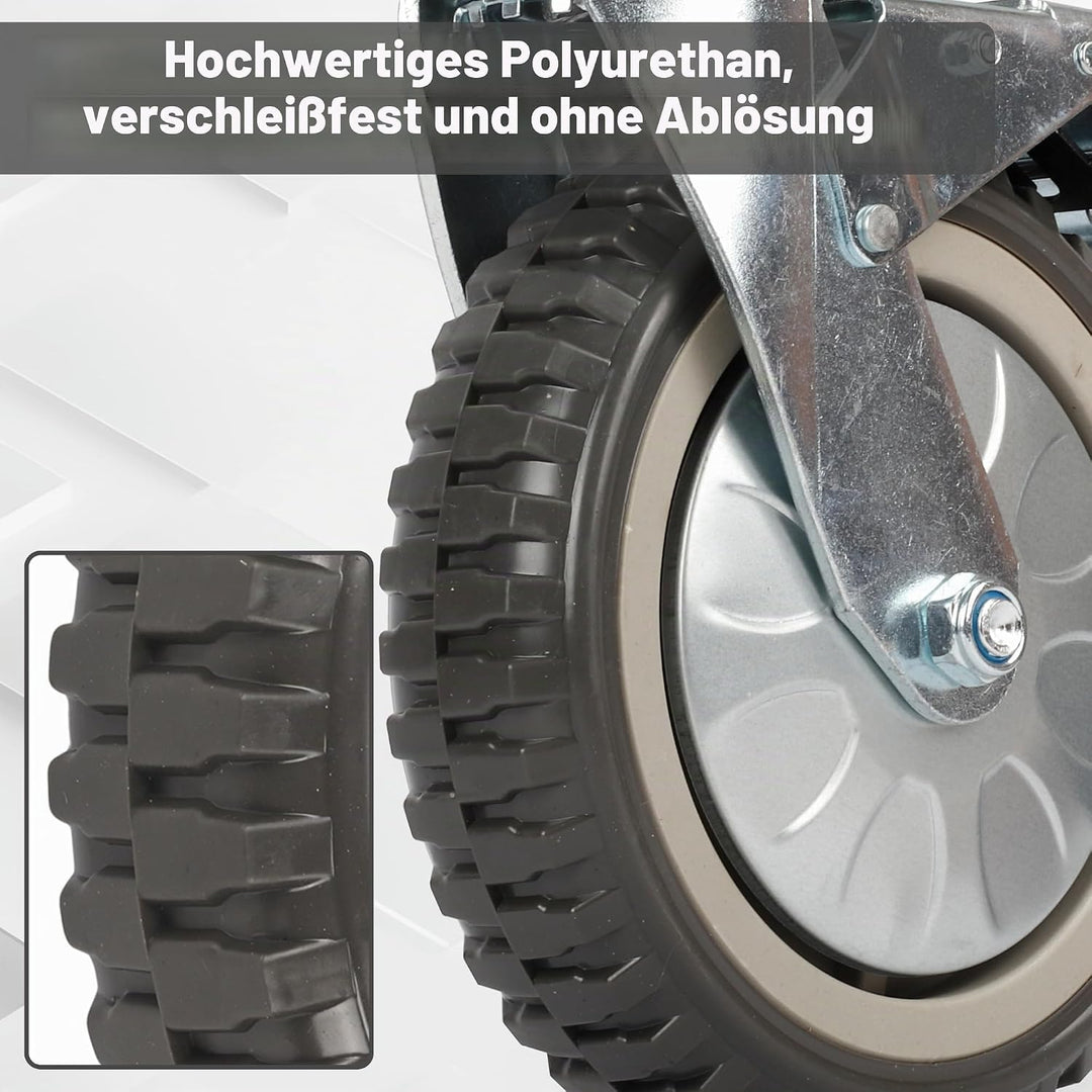 uyoyous 4PCS Schwerlastrollen 150mm Transportrollen Möbelrollen 2 Vollgummi Rollen mit Bremse 360°Gr