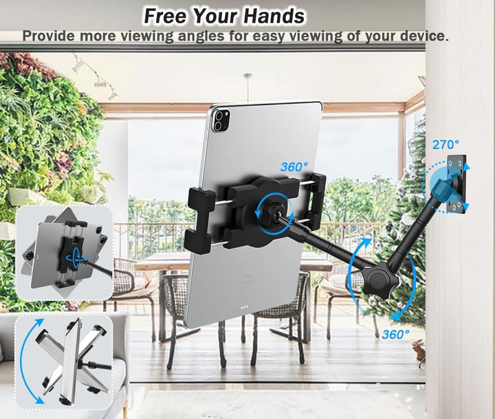 woleyi Tablet Wandhalterung Arm Verstellbarer, Wand iPad Halterung Schwenkarm, Metall Wand Halterung