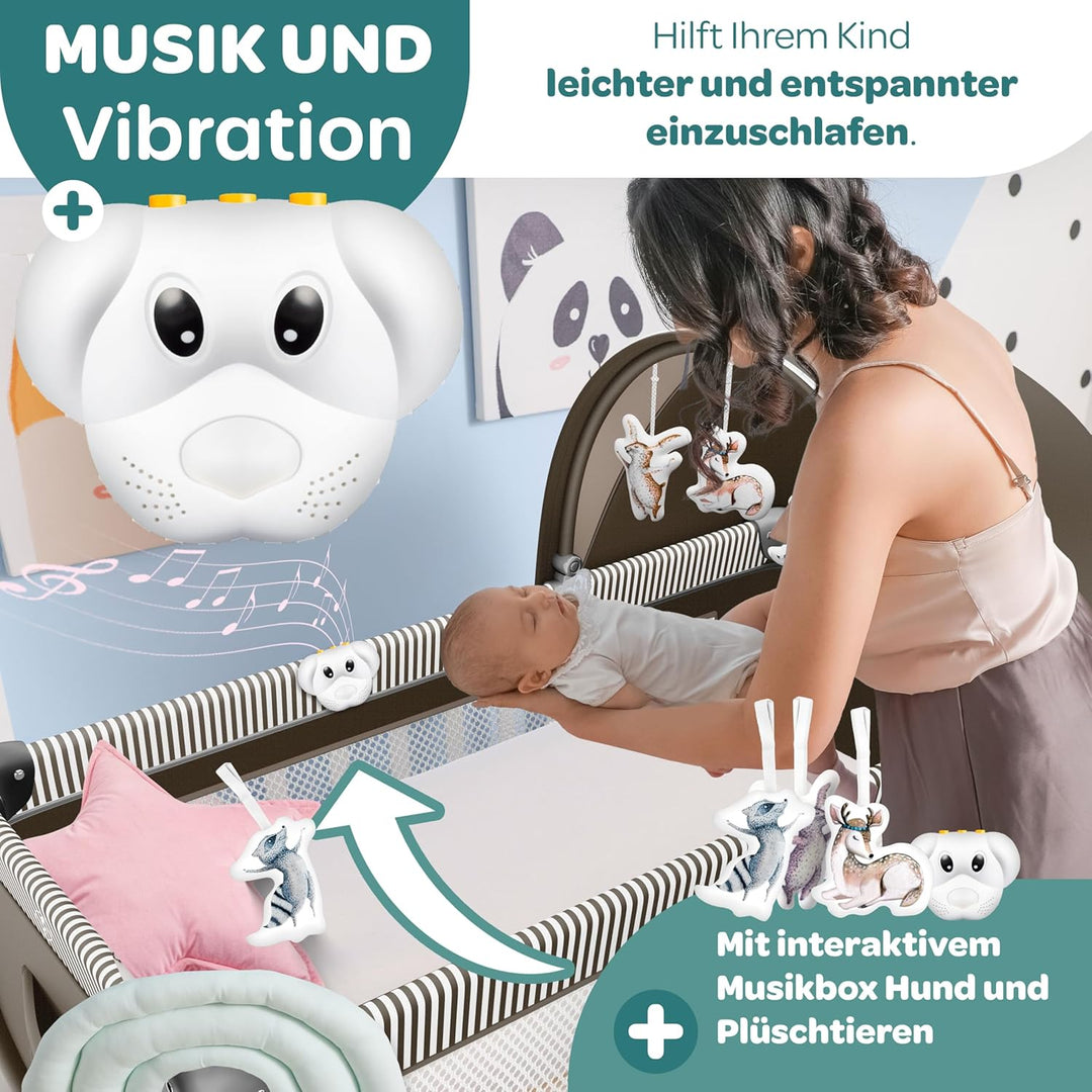 Kidiz® Babybett Reisebett Kinderreisebett klappbar mit Matratze & Räder 120x60, Seiteneingang, Wicke