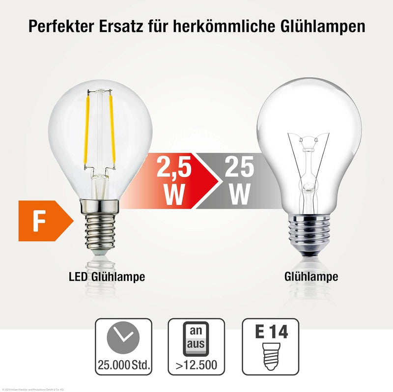 hellum LED E14 warmweiss Glühbirnen im 10er-Pack, LED Lampe E14 mit 2,5W ersetzt Glühbirne E14 mit 2