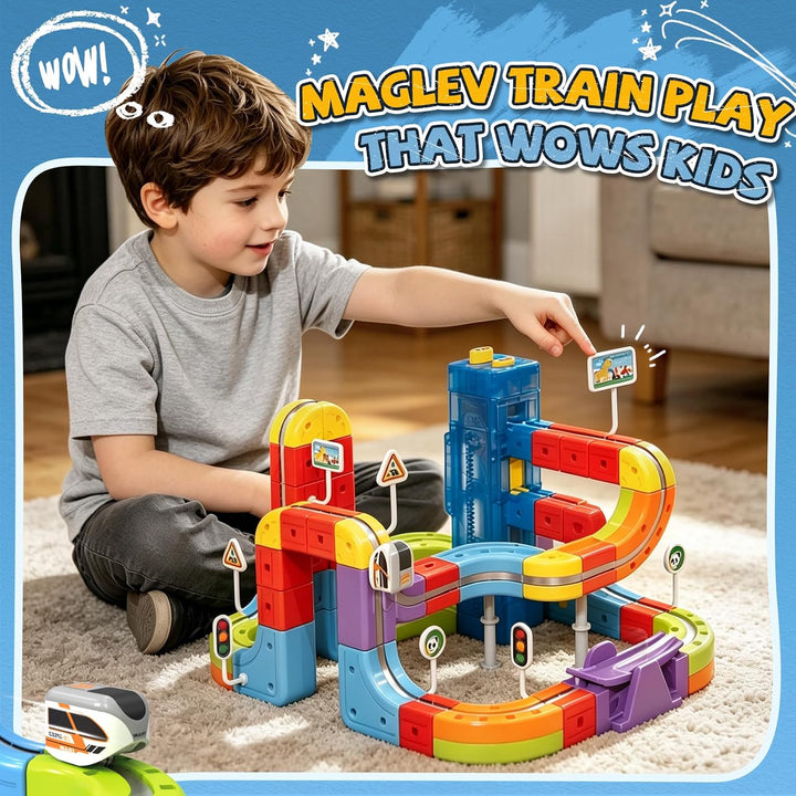 YESHIN Eisenbahn Elektrisch Cube Track Mit Aufzug, Clickrail Electric Train Set, DIY Zugstrecken-Set