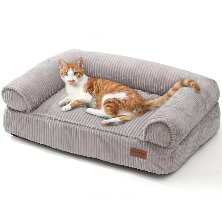 FUKUMARU Katzensofa Bett, Corduroy Gemütliches Katzenbett für drinnen mit abnehmbarem waschbarem Bez