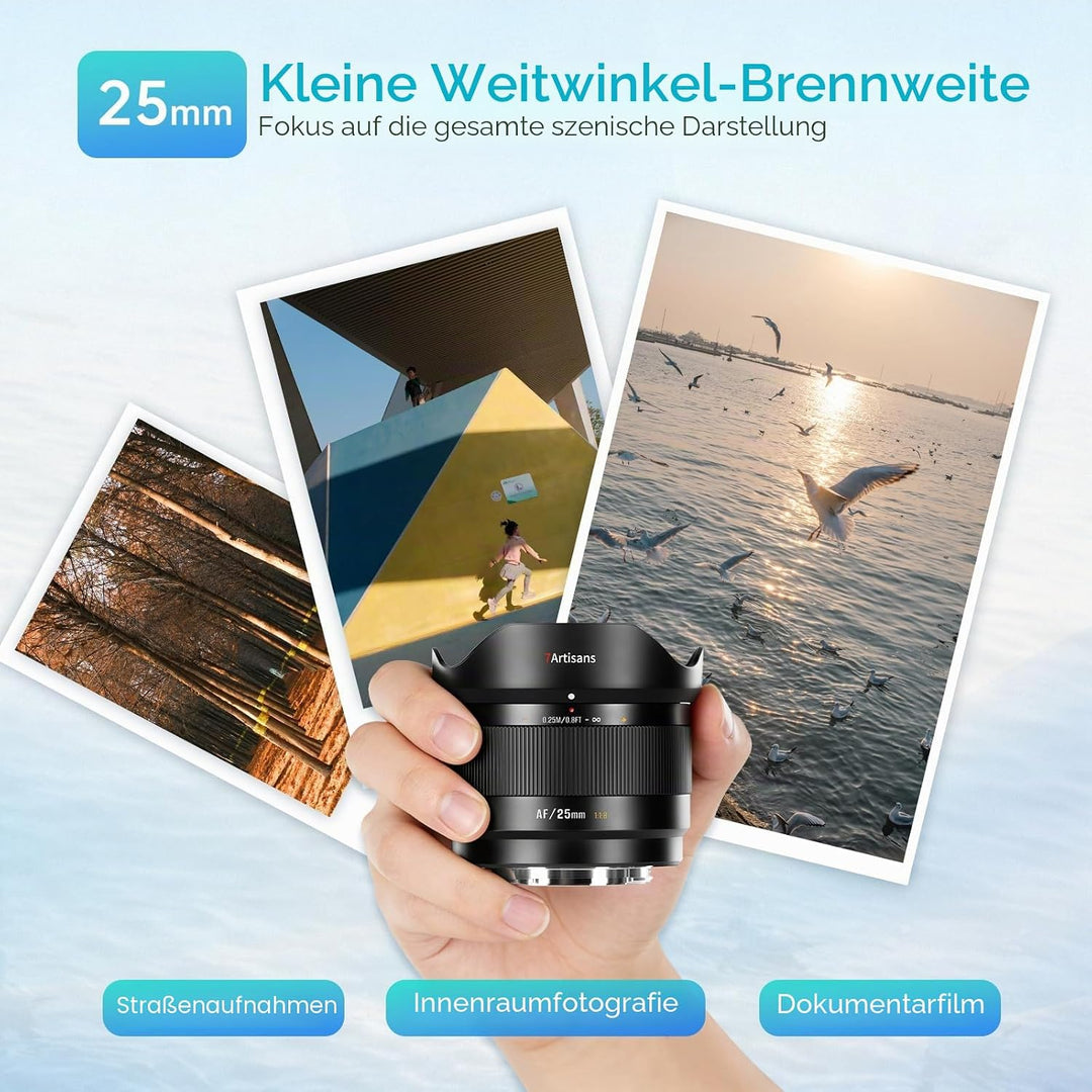 7artisans AF 50mm F1,8 APS-C E-Objektiv, 180g, grosse Blende, Autofokusobjektiv mit Gesichts-/Augene