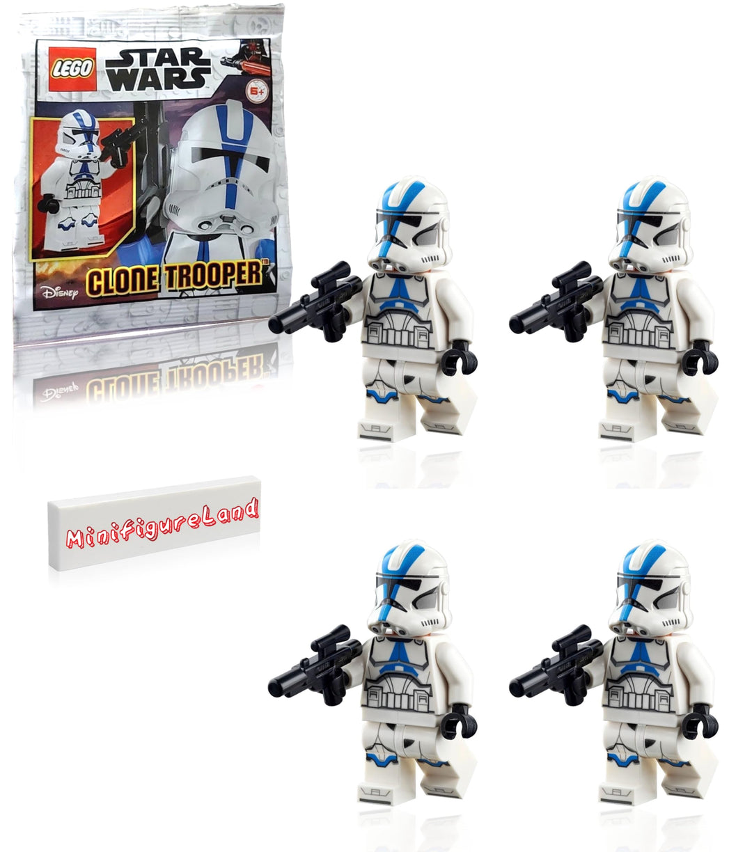 LEGO Star Wars The Clone Wars Minifigur – 501st Legion Clone Trooper mit Blaster und Minifigureland