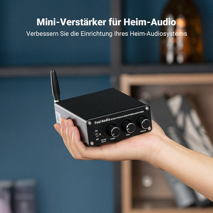 Fosi Audio BT20A Bluetooth Verstärker, 200W Mini Hifi Verstärker mit TPA3116 Amp Chip, Bass und Treb