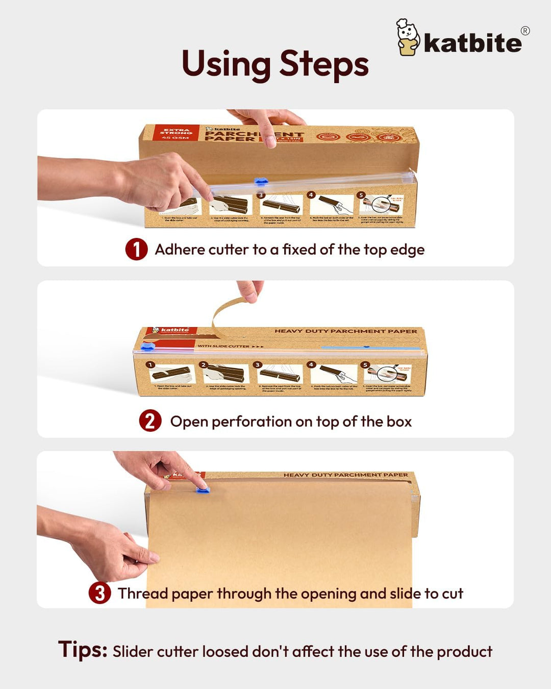 Katbite Ungebleichtes Pergamentpapier zum Backen, 38,1 cm x 64 m, 260 m², robustes Backpapier mit Gl