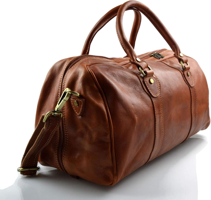 Leder reisetasche manner damen mit griffen schultertasche leder honig tasche made in Italy weekend t