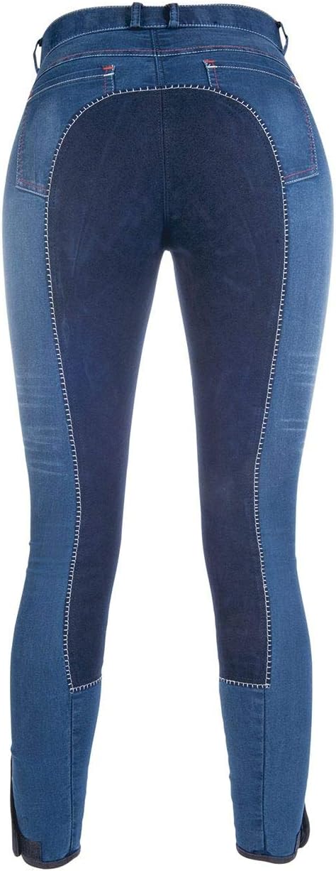 HKM Herren Reithose Summer Denim mit 3/4 Alos Besatz 128 Jeansblau/Dunkelblau, 128 Jeansblau/Dunkelb