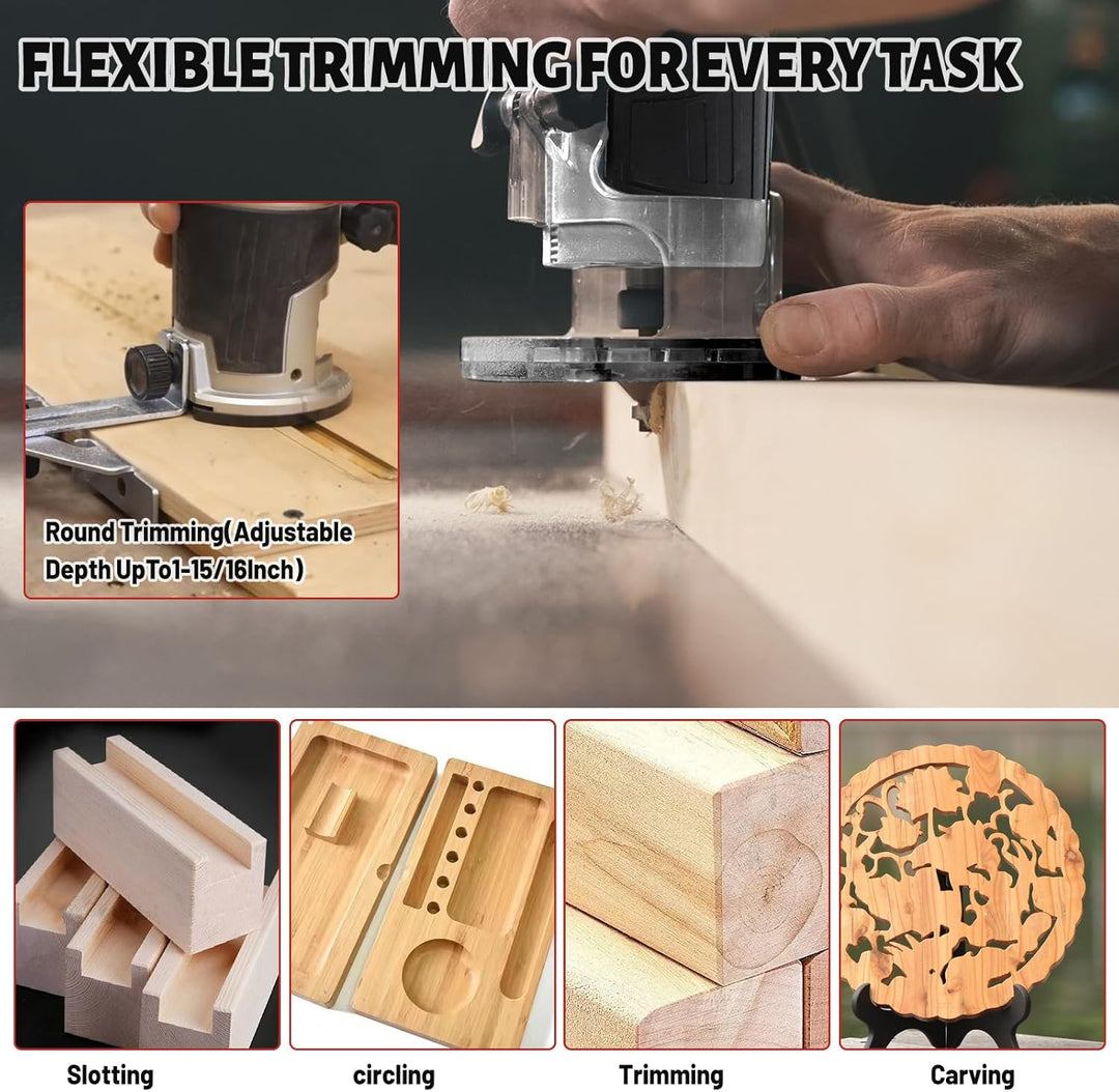 Akku Oberfräse für Milwaukee 18 V, 800 W Bürstenloser Oberfräse Trimmer Einhandfräse Kantenfräser 30