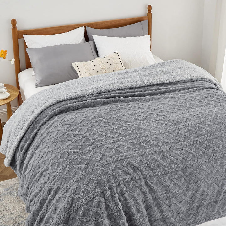BEDSURE Kuscheldecke 220x240 Decke Sofa - Wohndecke Strickdecke Grosse, Sofadecke Doppelgesicht Extr