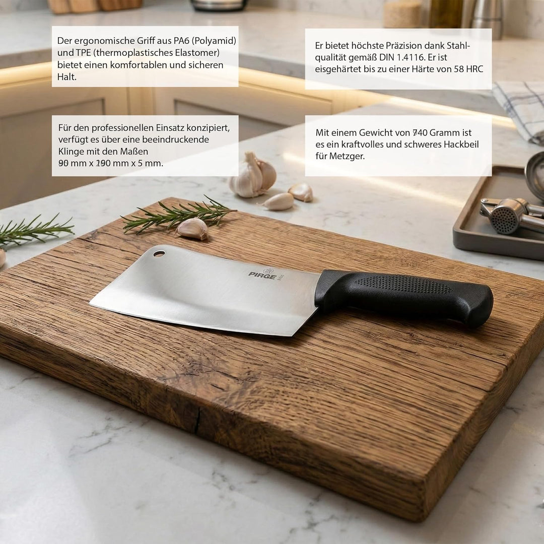Pirge Butcher's Hackbeile 19 cm Schwarz Langen Griff Fleischbeile - Exzellenter Schärfe Metzgerbeil