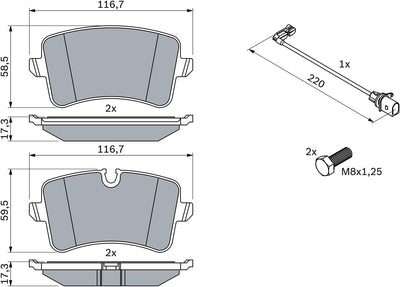 Bosch BP1409 Bremsbeläge - Hinterachse - ECE-R90 Zertifizierung - vier Bremsbeläge pro Set