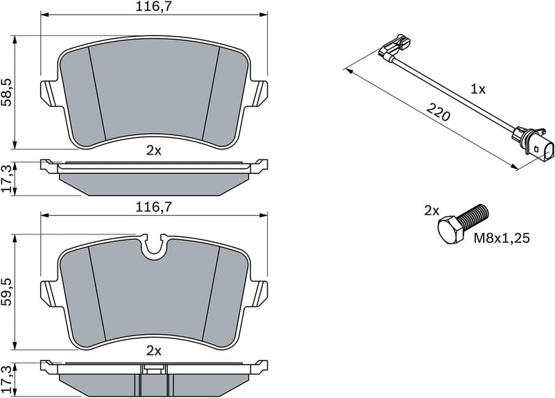 Bosch BP1409 Bremsbeläge - Hinterachse - ECE-R90 Zertifizierung - vier Bremsbeläge pro Set