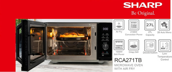 Sharp RCA271TB 5-in-1 Airfry-Mikrowelle 900W, Grill 1000 W, Heissluft & AirFry-Funktion, Konvektion