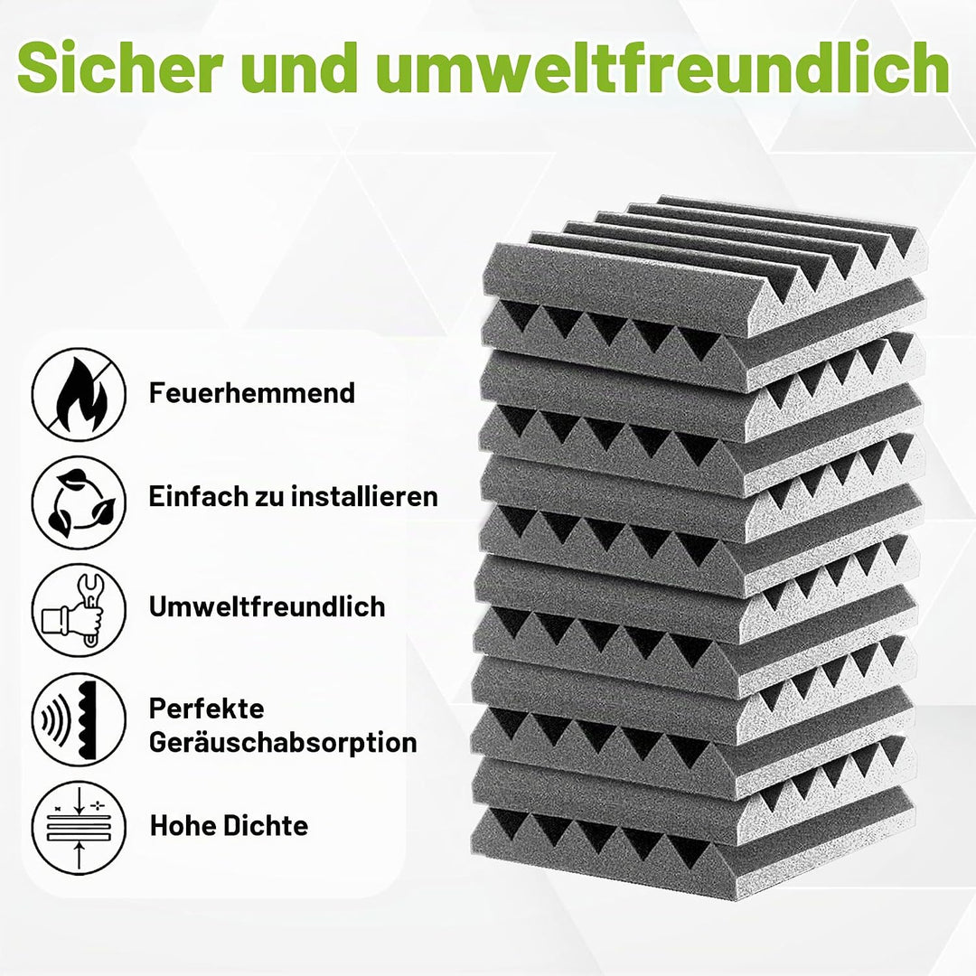 Foneso Akustikschaumstoff, 30x30x5 cm（Dichte:25kg/m³） Schalldämmung, Akustikpaneele, 3D Hochdichte S