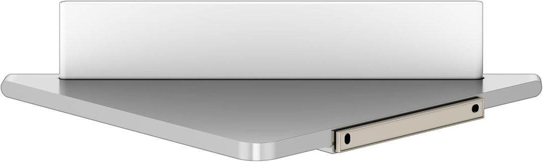 Keuco Eck-Duschablage aus Aluminium, silber eloxiert, inkl. Glas-Abzieher, weiss, 24,2x24,5x6,3cm, W