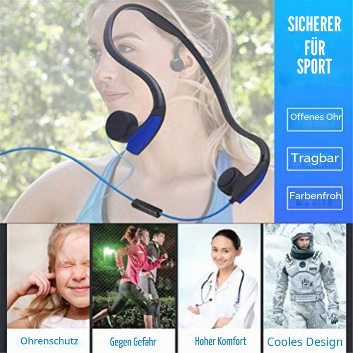 Knochenleitungs-Kopfhörer, Kopfhörer mit Kabel, 3,5 mm wasserdicht, Geräuschunterdrückung, Freisprec