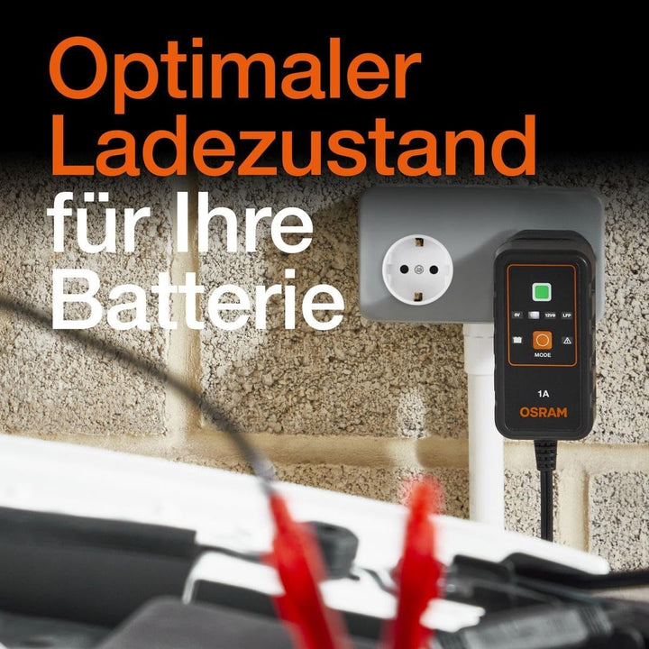 OSRAM BATTERYcharge 901, KFZ-Batteriewartungsgerät 6V & 12V, mobiles Batterieladegerät für Motorräde