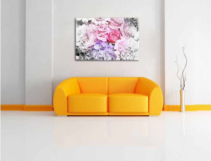 Pixxprint prachtvoller Blumenstrauss als Leinwandbild/Grösse: 100x70 cm/Wandbild/Kunstdruck/fertig b