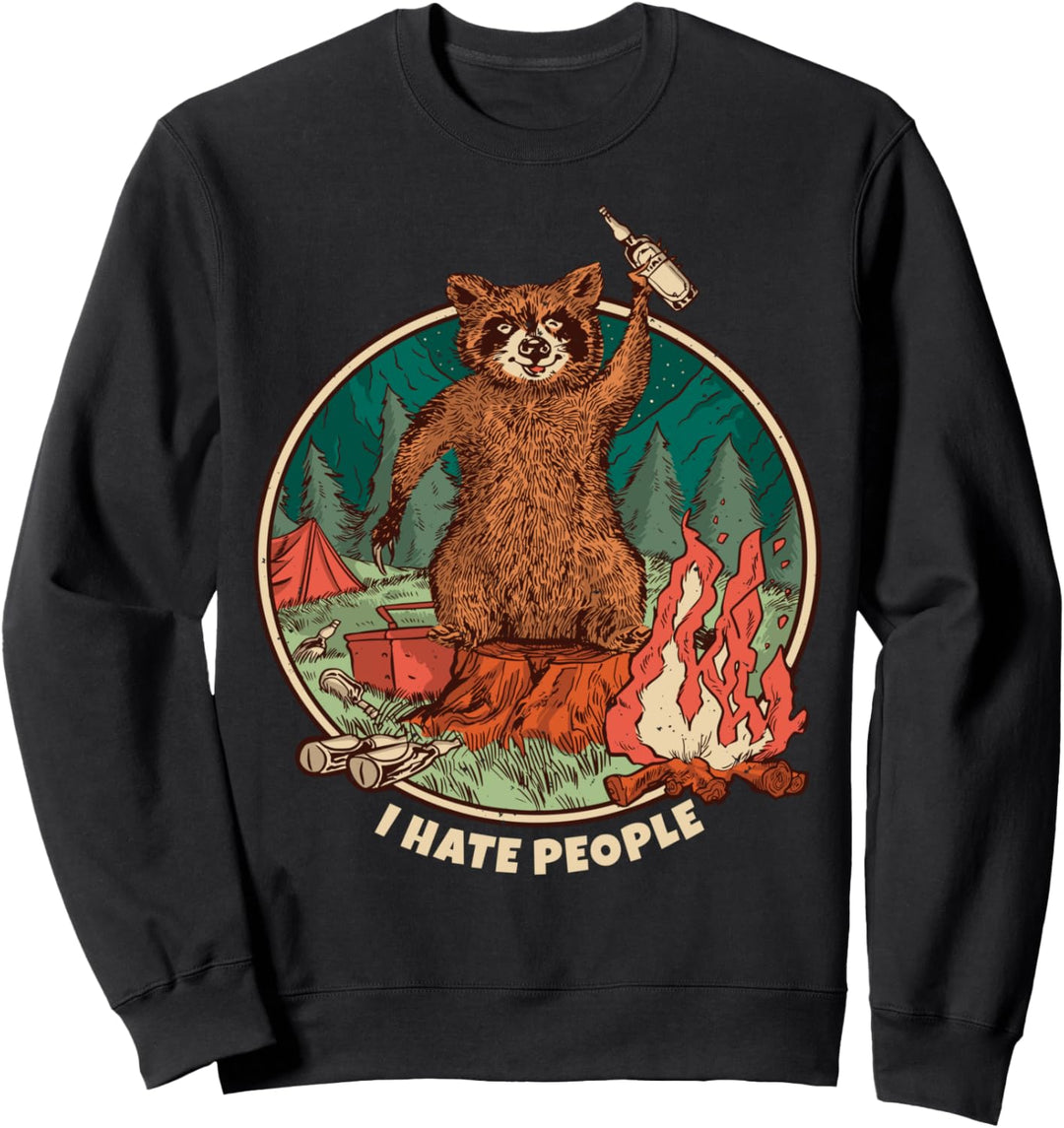 Camping I hate people Racoon Sweatshirt