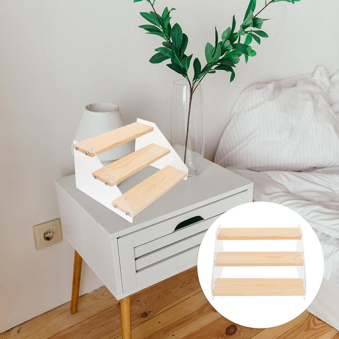 CLISPEED Acryl Holz Displayständer Mehrschichtig 3 Ebenen 20cm Breit für Dessert Schmuck Organizer A