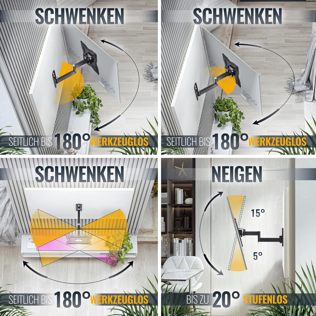 RICOO TV Wandhalterung Fernseher Halterung S2322 schwenkbar neigbar Fernsehhalterung Wand für 32-55