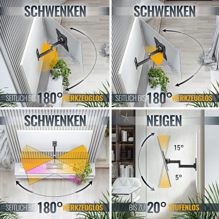 RICOO TV Wandhalterung Fernseher Halterung S2322 schwenkbar neigbar Fernsehhalterung Wand für 32-55