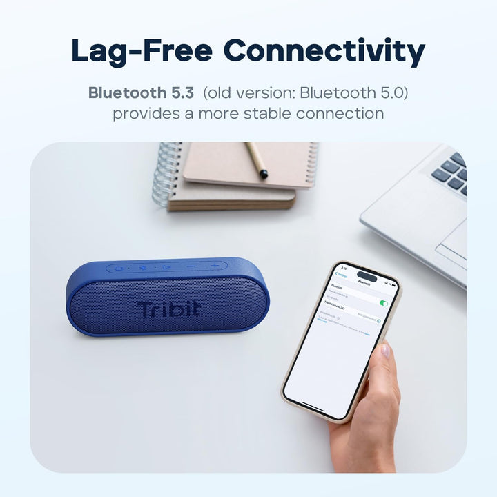 Tribit Bluetooth-Lautsprecher, XSound Go-Lautsprecher mit 16W lautem Klang und tieferem Bass, 24 Stu