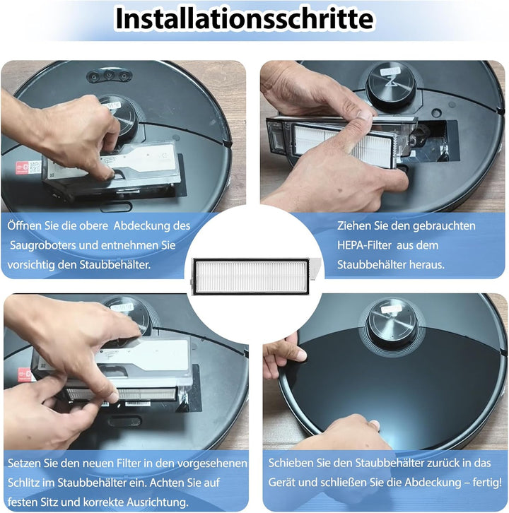6 Stück Filter für Roborock S8 Maxv Ultra / S8 Max Ultra Roboter Staubsauger, Ersatz-HEPA-Filter Ers