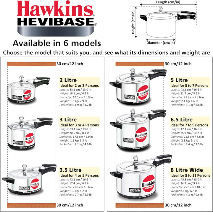 Hawkins Hevibase IH65 HAIH65 Schnellkochtopf, Aluminum, Silver 6.5 Liter, 6.5 Liter