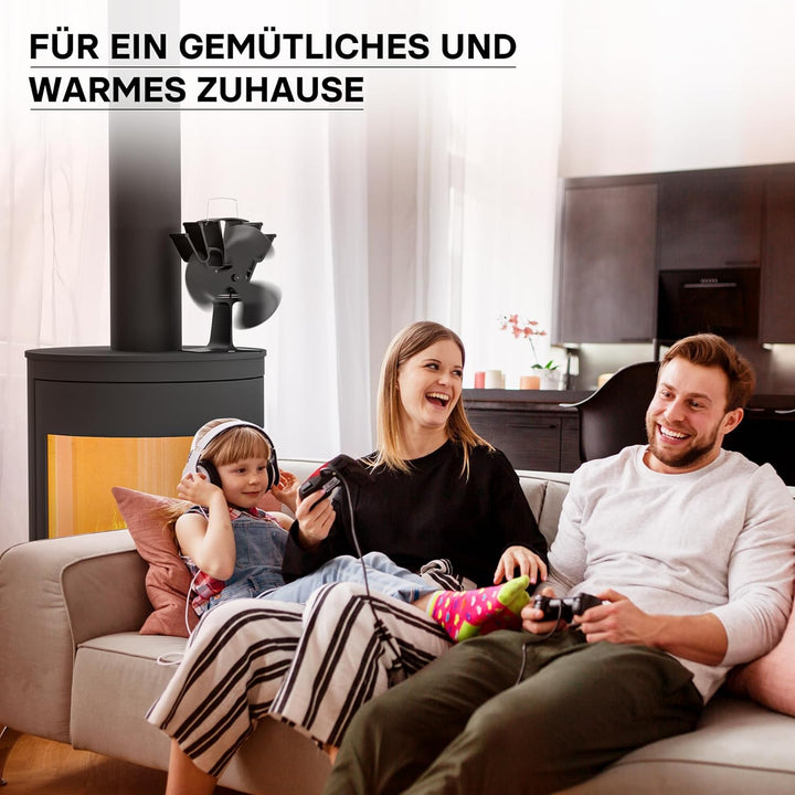 Wiltec Kaminofenventilator mit 3 Flügeln 70 bis 350°C, Ofenventilator ohne Strom, Kaminventilator fü