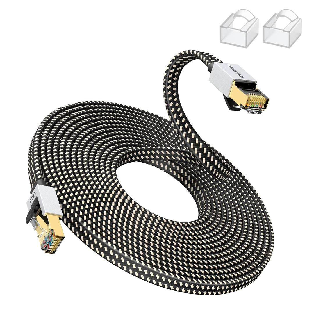 Cat8 Ethernet Kabel 20M, Hohe Geschwindigkeit Nylon Braided Lan Patch Cord, 40Gbps 2000Mhz RJ45 Shie