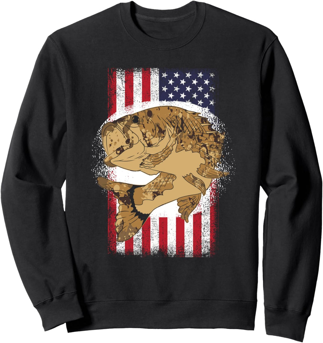Fisch Angeln USA Flagge Karpfen Angelrute Fischen Angler Sweatshirt