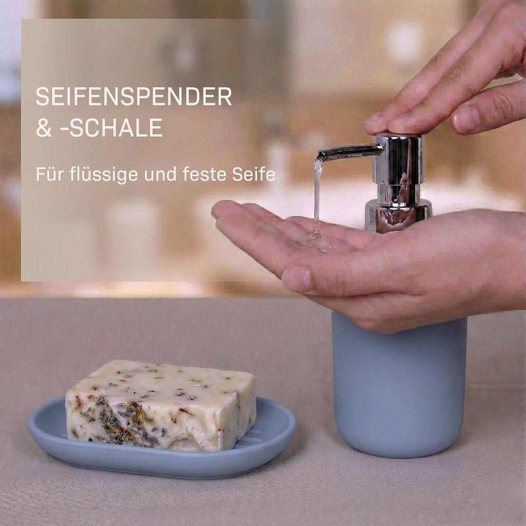 Badezimmer Set 6-teilig, Badaccessoires Komplettset Kunststoff, WC Garnitur mit Klobürste, Mülleimer