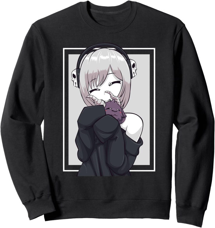 Pastel Goth Kawaii Anime Mädchen Kuscheln mit Baphomet Sweatshirt