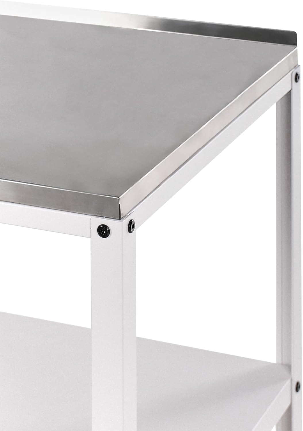 Beliani Outdoor-Kücheninsel Stahl weiss mit Edelstahlplatte Silber modern Vilama