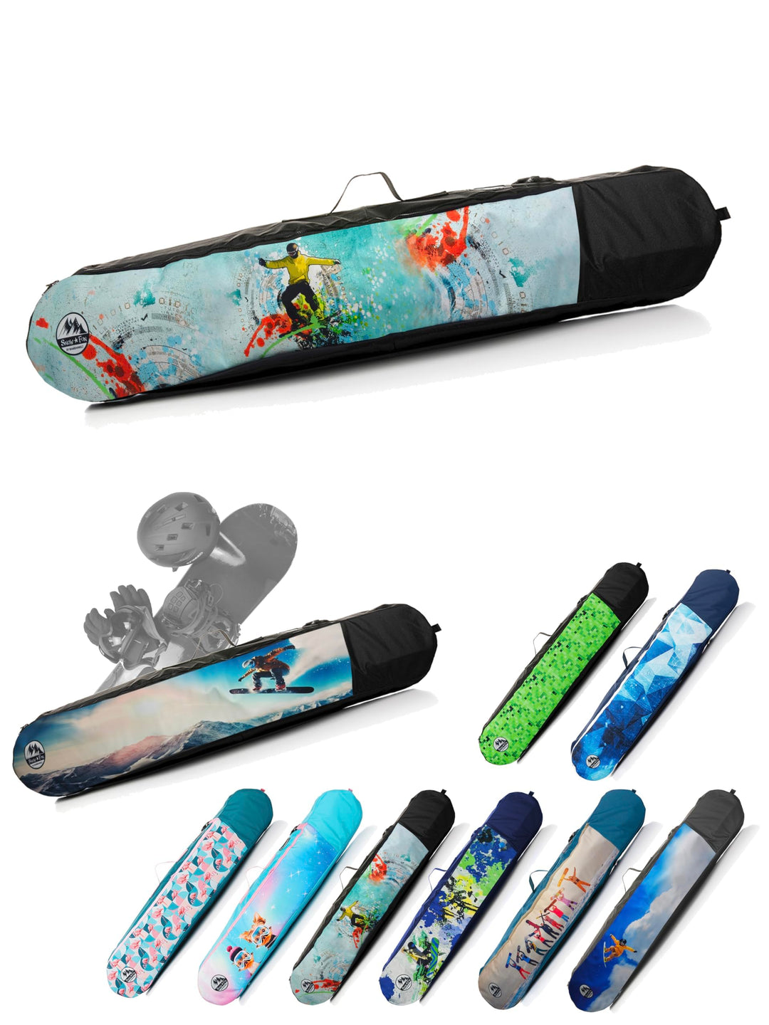 BAMBINIWELT Kinder Snowboardrucksack, Snowboardtasche, Stauraum für Helm, Schuhe & Handschuhe, Board
