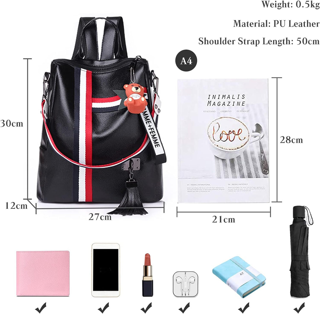 FANDARE Modischer Rucksack Wasserdicht Damen-Henkeltaschen Damen-Henkeltaschen PU-Leder Umhängetasch