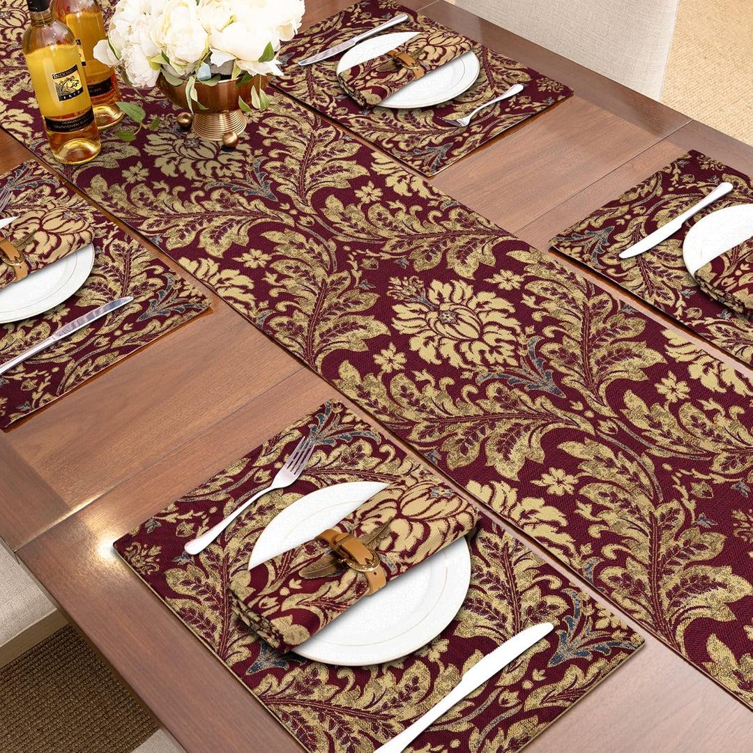 TOPLUXE Platzsets 6er Sets Jaquard Tischset Abwaschbar 30x45cm Platz-Matten für Esstisch Urlaub Part