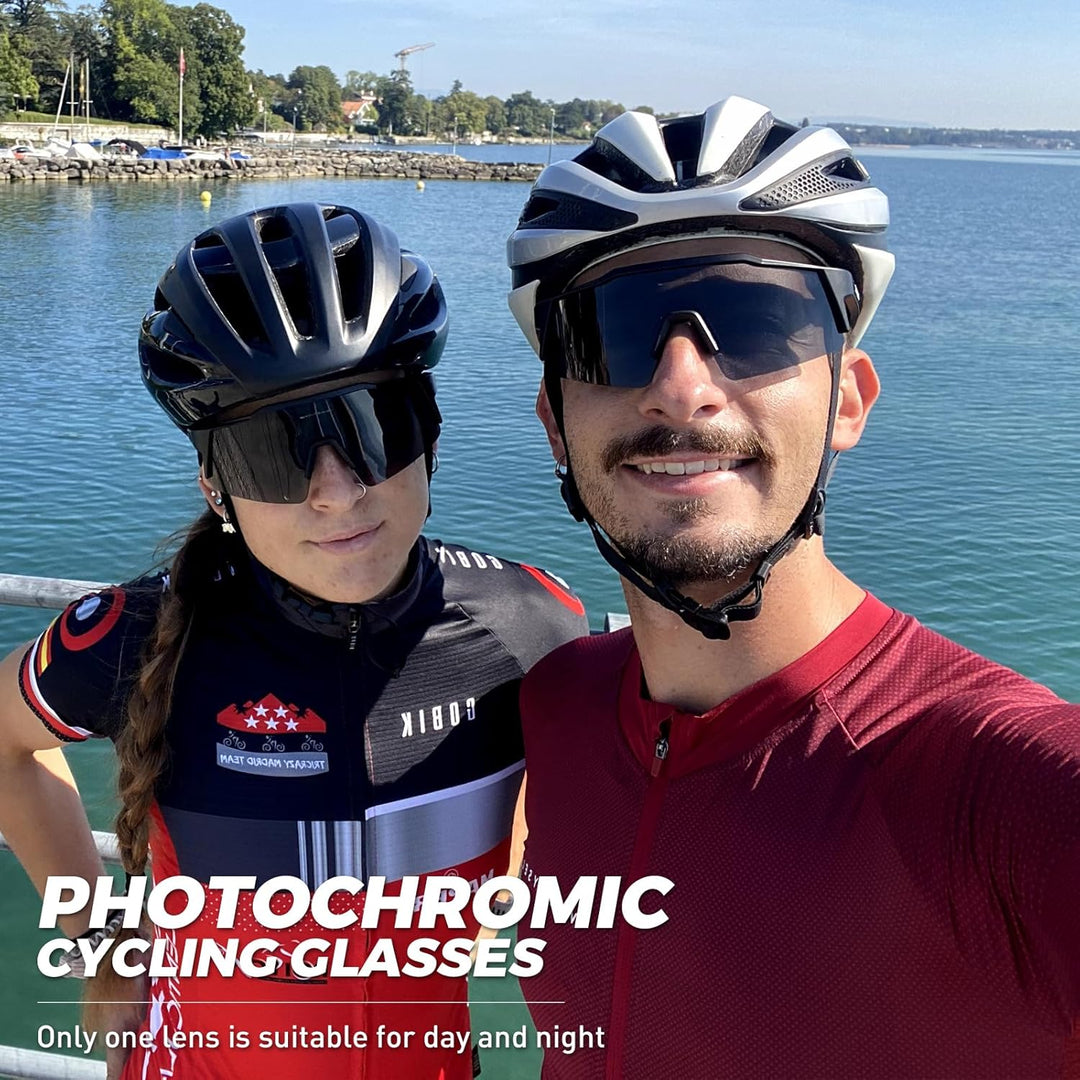 KAPVOE Photochromatische Selbsttönend Fahrradbrille TR90 Rahmen für Herren Damen Jungen Mädchen Klar