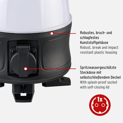 Brennenstuhl 360° LED Baustrahler (30W, 3200lm, 6500K, IP54, LED Arbeitsstrahler mit spritzwasserges