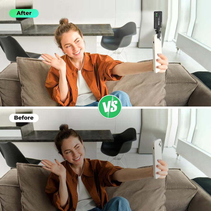 ETENTOUS Selfie Licht mit Clip, 80 LED Videolicht Dimmbare 3000K-9900K Handylicht, Eingebauten Recha