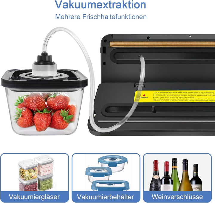 6 in 1 Vakuumiergerät für Lebensmittel, automatische Trocken- und Feuchtlebensmittel, Vakuumiergerät