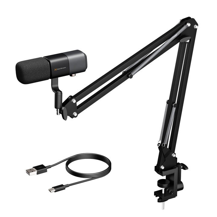 NearStream AM20X USB/XLR Podcast Mikrofon Set mit Boom Arm, EIN-TIPP Stummschaltung & Rauschunterdrü